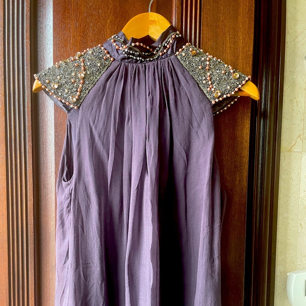 Hannah Joe beaded silk top. Size LG. Never worn.